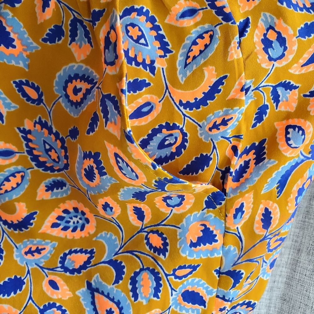 ARIE SIZE MEDIUM GOLDENROD FLUORESCENT ORANGE BLUE SILKY SLEEP SHORT - Picture 6 of 9